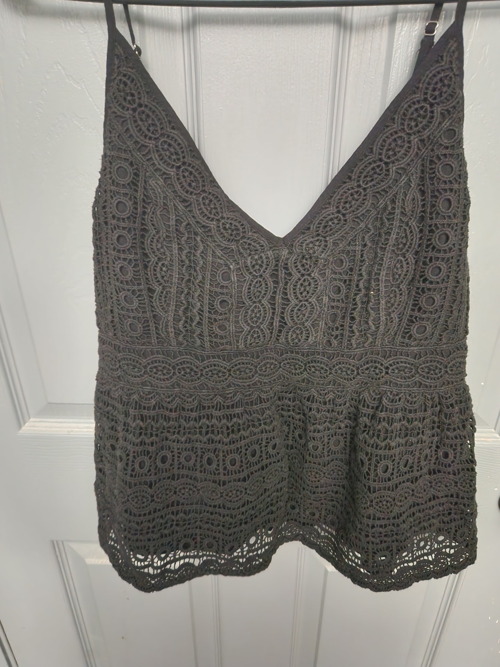 Abercrombie & Fitch Black Crochet Lace V-Neck Peplum Cami